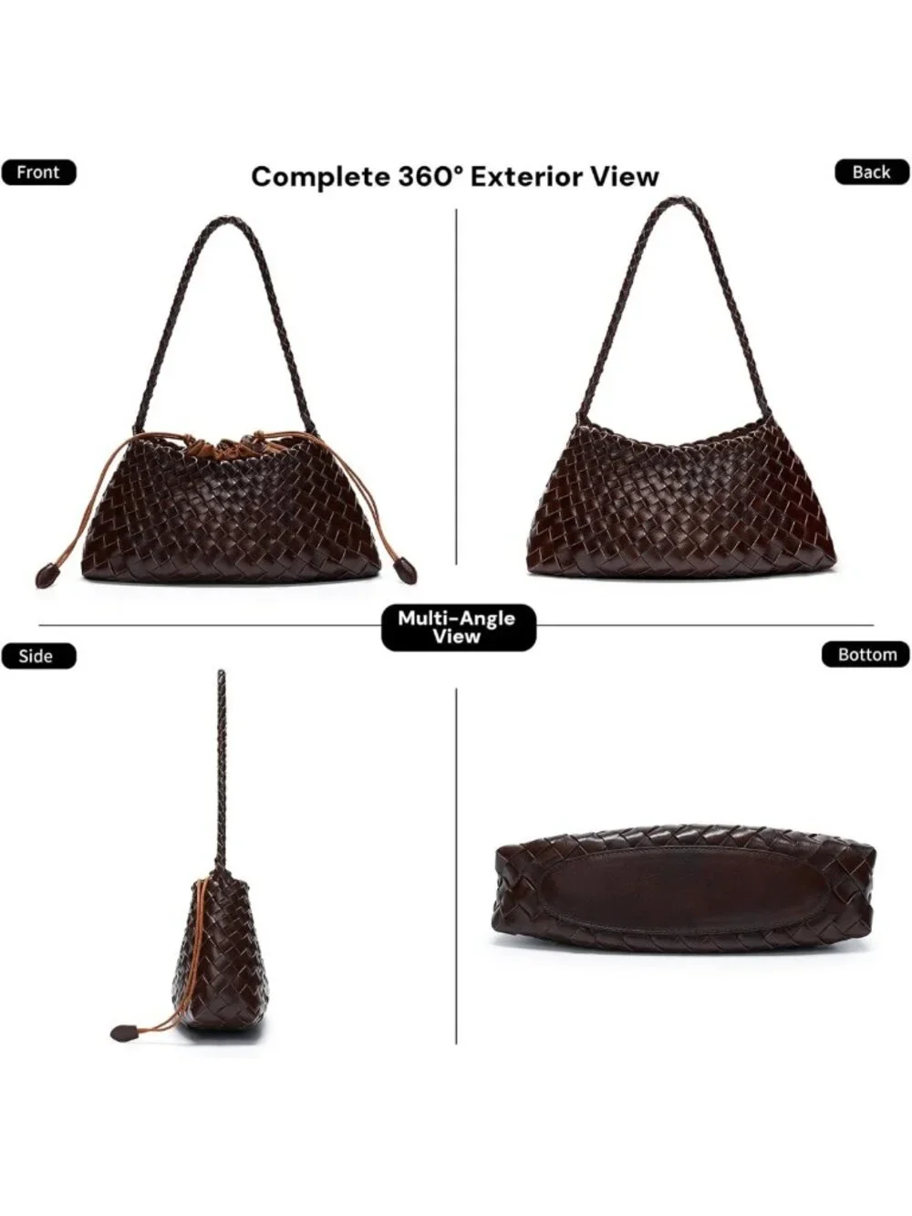Chic Small Woven Vegan Leather Hobo Purse for Women - Stylish Underarm Shoulder